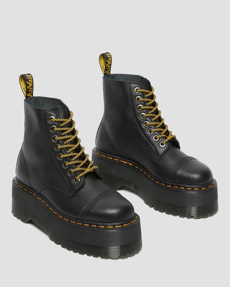 Black Women's Dr Martens Sinclair Max Pisa Leather Platform Boots | CA 256JPQ